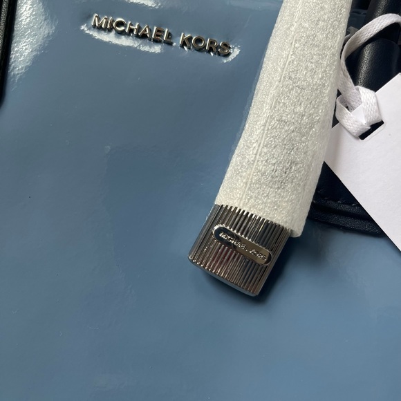 Michael Kors Mercer Convertible Large Patent Leather Tote (Denim) - Picture 6 of 9